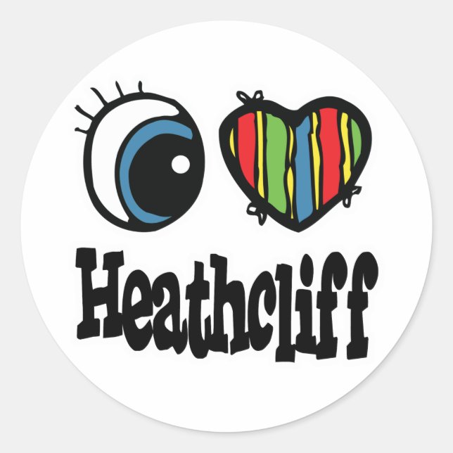 Adesivo Redondo Eu Amo (Amo) Heathcliff (Frente)