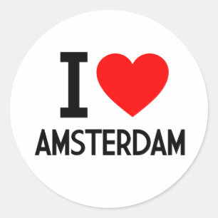 Adesivo Redondo Eu amo Amsterdão
