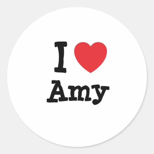 Adesivo Redondo Eu amo Amy Heart T-Shirt (Frente)