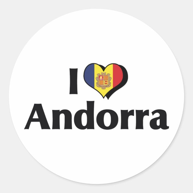 Adesivo Redondo Eu Amo Andorra Flag (Frente)