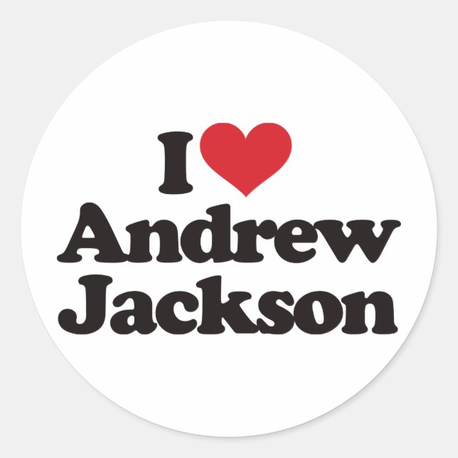 Adesivo Redondo Eu Amo Andrew Jackson (Frente)