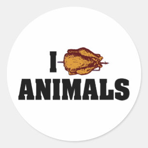 Adesivo Redondo Eu Amo Animais de Coração - Amantes de Churrasco