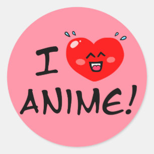 Adesivo Redondo Eu Amo Anime