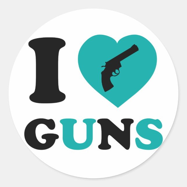 Adesivo Redondo Eu Amo Armas (Frente)