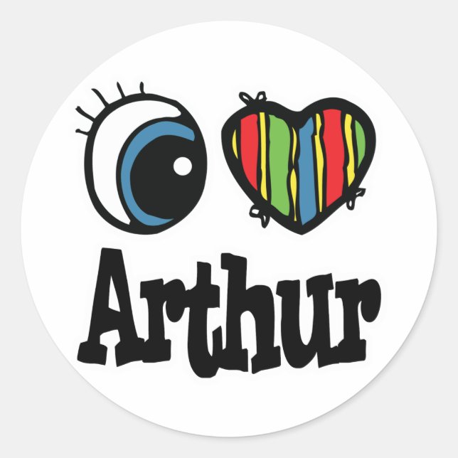 Adesivo Redondo Eu amo Arthur (Frente)
