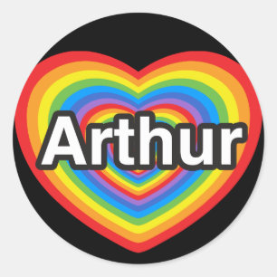 Adesivo Redondo Eu amo Arthur. Eu te amo Arthur. Coração