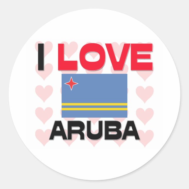 Adesivo Redondo Eu Amo Aruba (Frente)