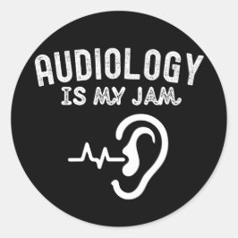Adesivo Redondo Eu Amo Audiologia, Audiologia É Minha Paixão