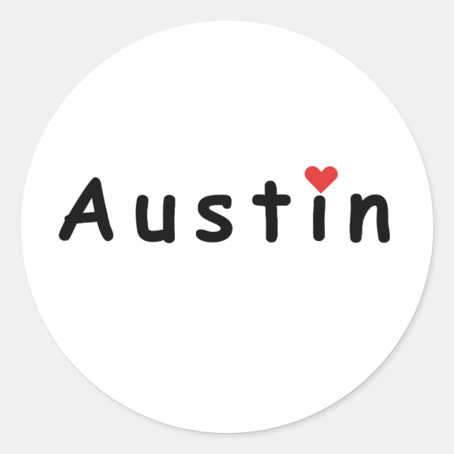 Adesivo Redondo Eu amo Austin (Frente)