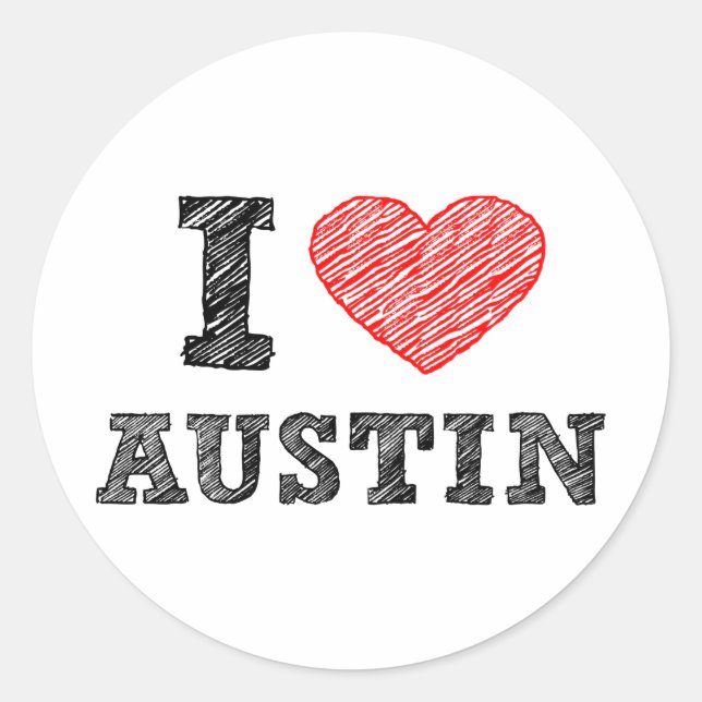 Adesivo Redondo Eu Amo Austin (Frente)