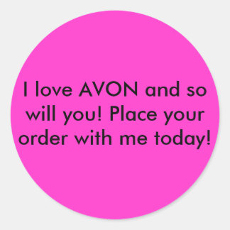 Adesivo Redondo Eu amo AVON e você também! Coloque seu pedido w..