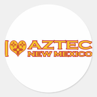 Adesivo Redondo Eu Amo Aztec, NM