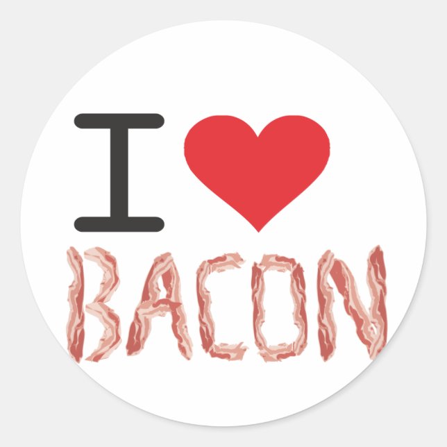 Adesivo Redondo Eu Amo Bacon (Frente)