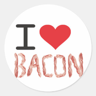 Adesivo Redondo Eu Amo Bacon
