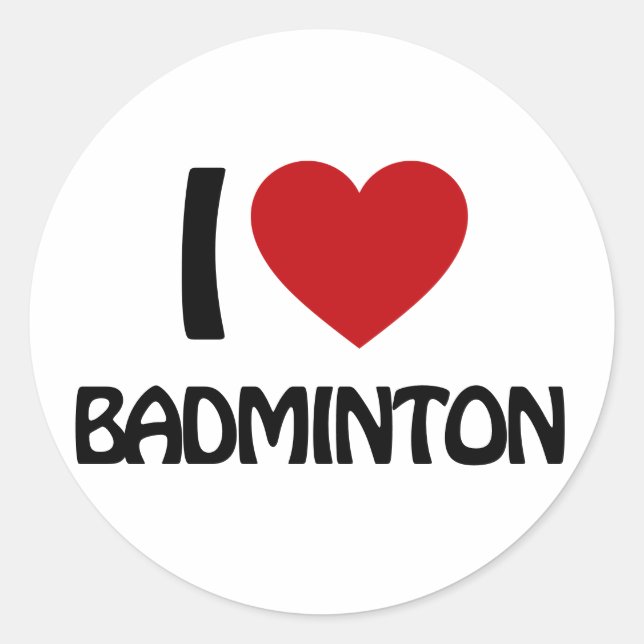 Adesivo Redondo Eu amo Badminton (Frente)