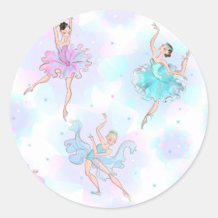 Adesivo Redondo Eu Amo Balle Ballet Tema de Aniversário Azul Rosa