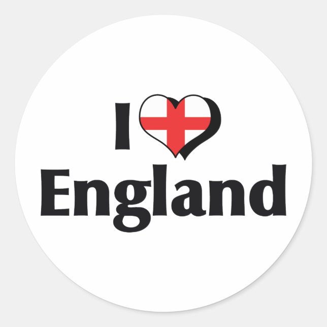 Adesivo Redondo Eu Amo Bandeira da Inglaterra (Frente)