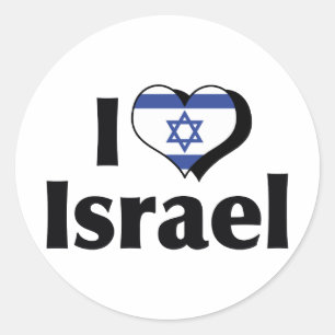 Adesivo Redondo Eu Amo Bandeira de Israel