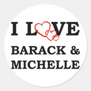 Adesivo Redondo Eu amo Barack & Michelle
