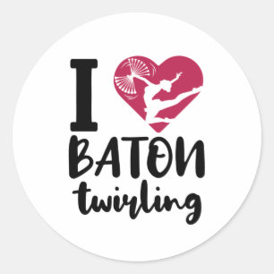 Adesivo Redondo Eu Amo Baton Twirling