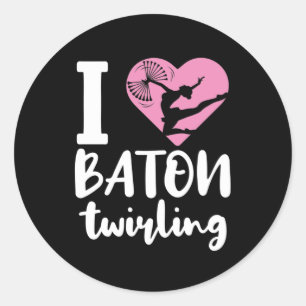 Adesivo Redondo Eu Amo Baton Twirling Cute Twirler
