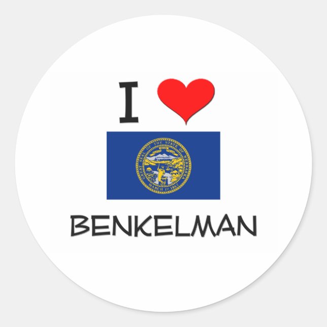 Adesivo Redondo Eu Amo Benkelman Nebraska (Frente)