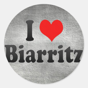 Adesivo Redondo Eu amo Biarritz, France