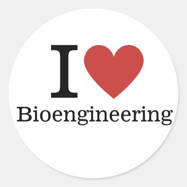 Adesivo Redondo Eu ❤️ Amo Bioengenharia STICKER (Frente)