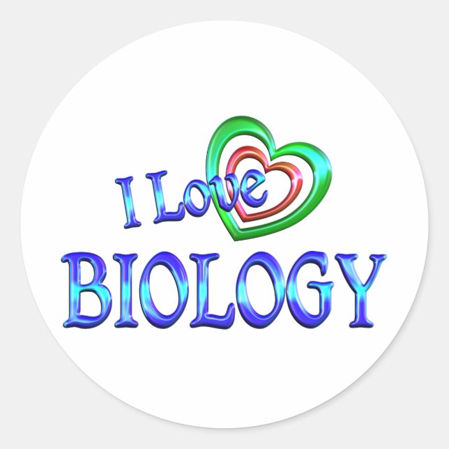 Adesivo Redondo Eu Amo Biologia (Frente)