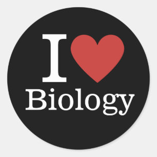 Adesivo Redondo Eu ❤️ Amo Biologia para Faculdade/Estudante Univer