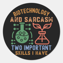 Adesivo Redondo Eu Amo Biotecnologia, Biotecnologia Funny5
