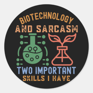 Adesivo Redondo Eu Amo Biotecnologia, Biotecnologia Funny5