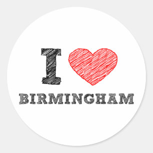 Adesivo Redondo Eu amo Birmingham