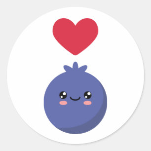 Adesivo Redondo Eu amo Blueberries