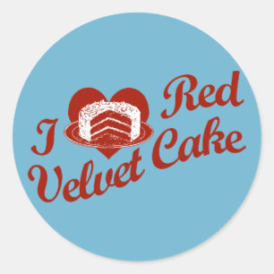 Adesivo Redondo Eu Amo Bolo De Veludo Vermelho