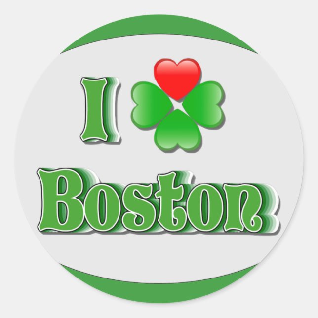 Adesivo Redondo eu amo Boston - Clover (Frente)