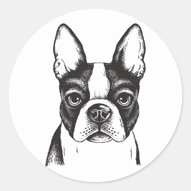 Adesivo Redondo Eu amo Boston Terriers (Frente)