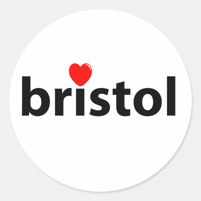 Adesivo Redondo Eu amo Bristol (Frente)