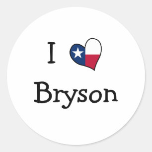 Adesivo Redondo Eu amo Bryson