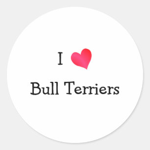 Adesivo Redondo Eu amo bull terrier