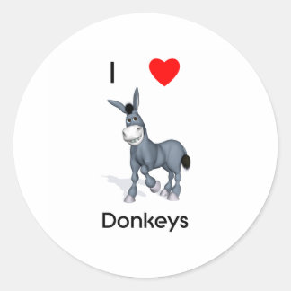 Adesivo Redondo Eu amo burros