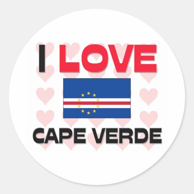 Adesivo Redondo Eu amo Cabo Verde (Frente)