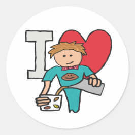 Adesivo Redondo Eu Amo Café