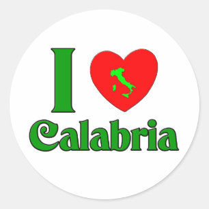 Adesivo Redondo Eu amo Calabria Italia