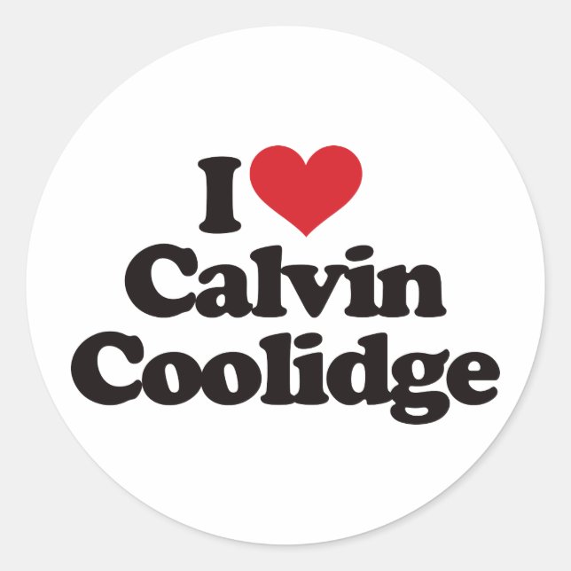 Adesivo Redondo Eu Amo Calvin Coolidge (Frente)