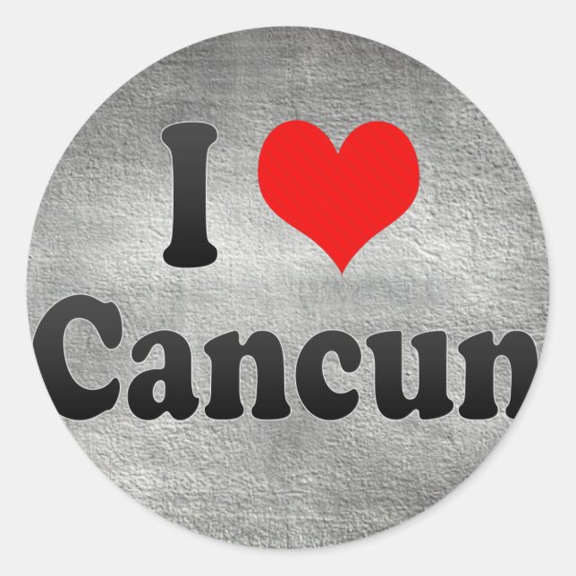Adesivo Redondo Eu Amo Cancun, México (Frente)