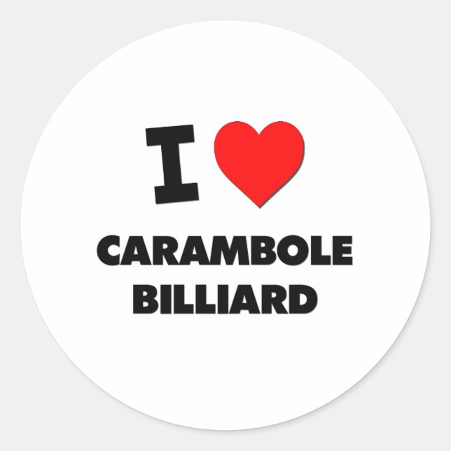 Adesivo Redondo Eu Amo Carambole Billiard (Frente)