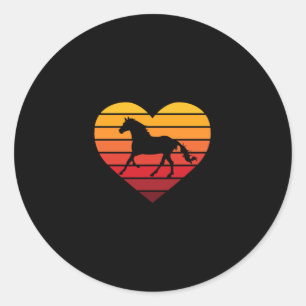 Adesivo Redondo Eu Amo Cavalos Coração Retro