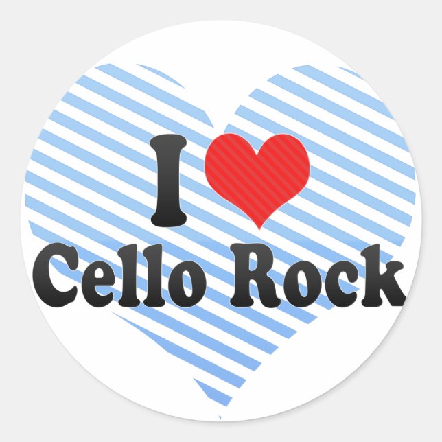 Adesivo Redondo Eu Amo Cello Rock (Frente)