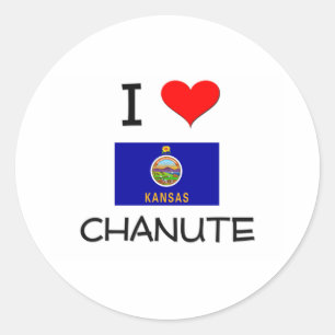 Adesivo Redondo Eu amo CHANUTE Kansas